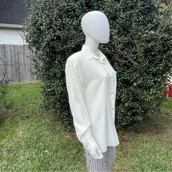 NWT Old Stock JM By Shelli Segal Winter White Crest LS Button Down Shirt - Picture 4 of 10